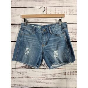 Madewell Women's size 27 distressed denim shorts cut off raw hem (Read)